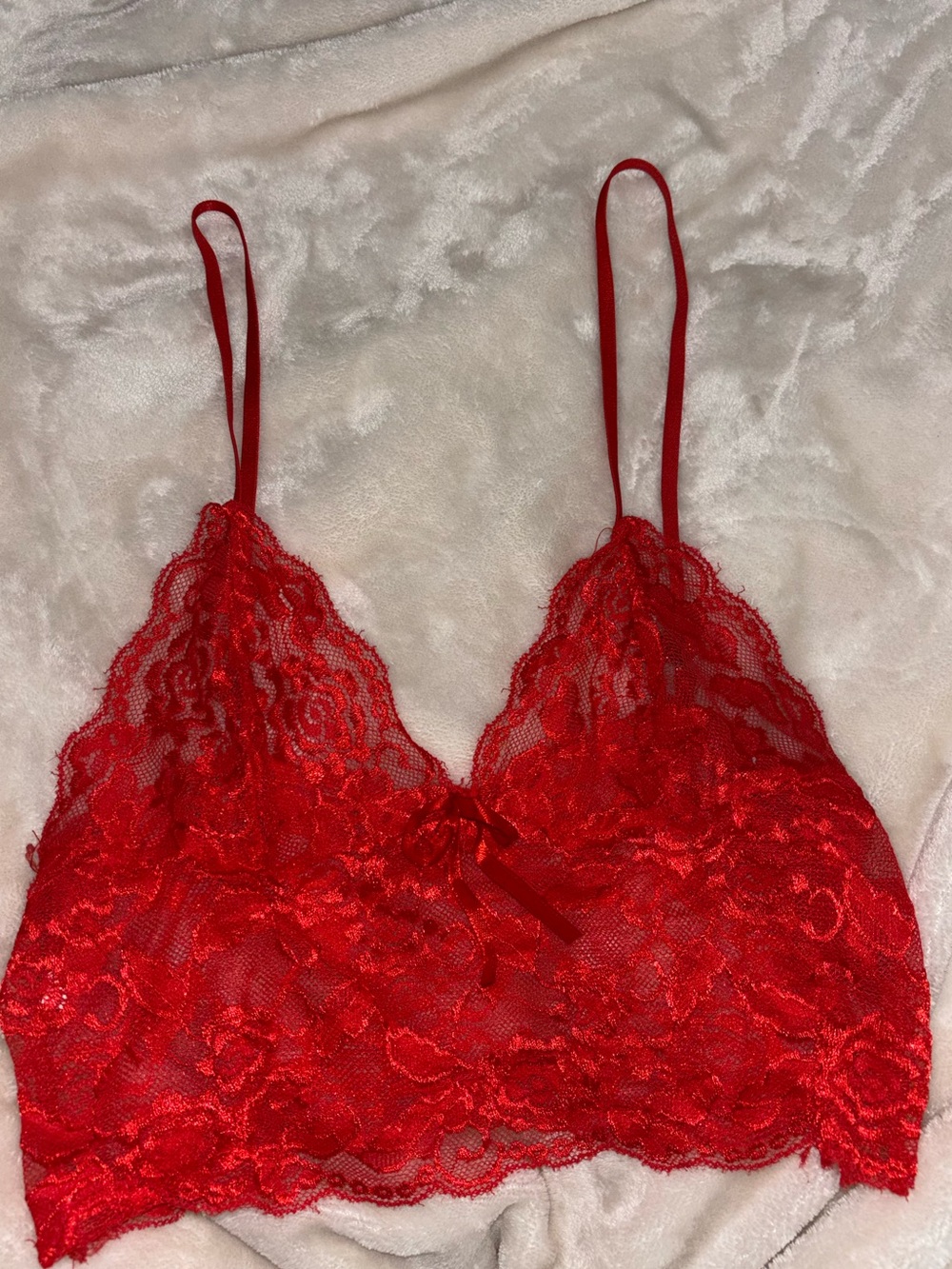 Red lace crop top